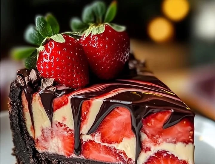 Chocolate Strawberry Swirl Cheesecake