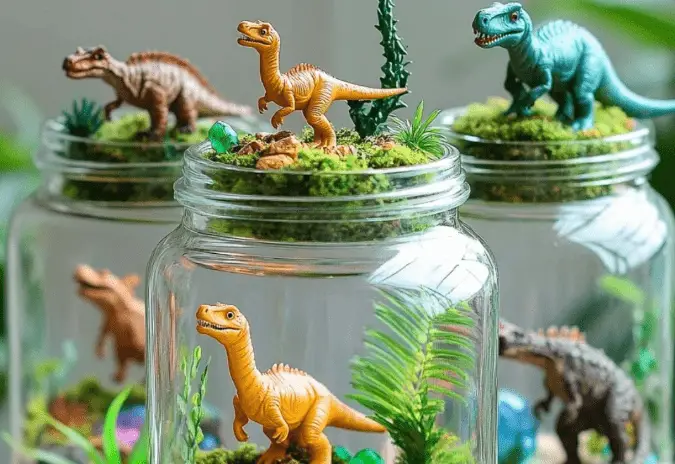 Dinosaur Night Lights: Craft a Glowing Prehistoric Terrarium in a Jar