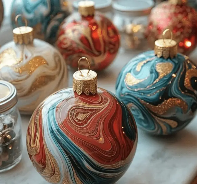 Water Marbled Ornaments DIY Craft Guide