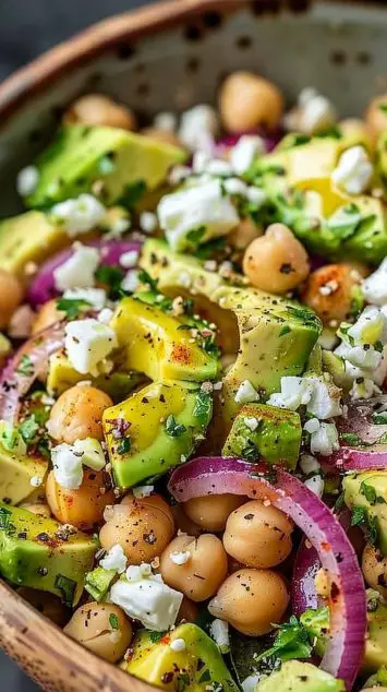 Chickpea Feta Avocado Salad