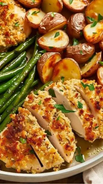 Parmesan Crusted Chicken Sheet Pan Dinner