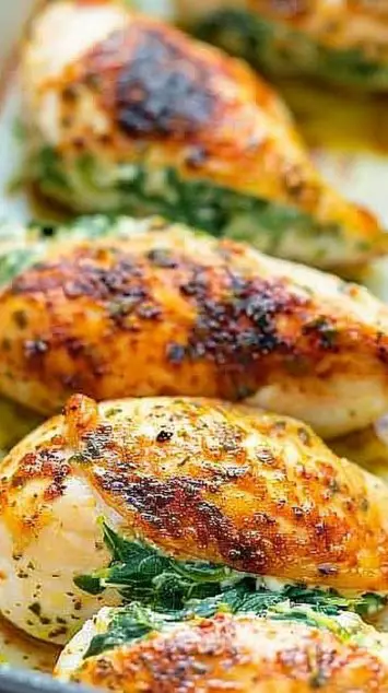 Spinach Stuffed Chicken Breasts - a healthy low carb dinner option!