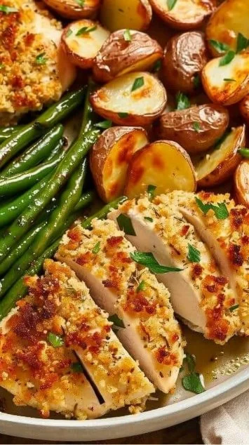 Parmesan Crusted Chicken Sheet Pan Dinner