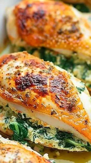 Spinach Stuffed Chicken Breasts - a healthy low carb dinner option!