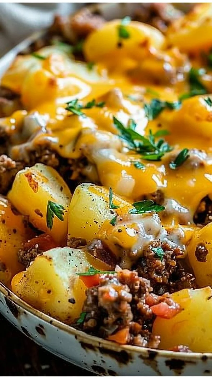 Cheesy Ground Beef &amp; Potato Casserole