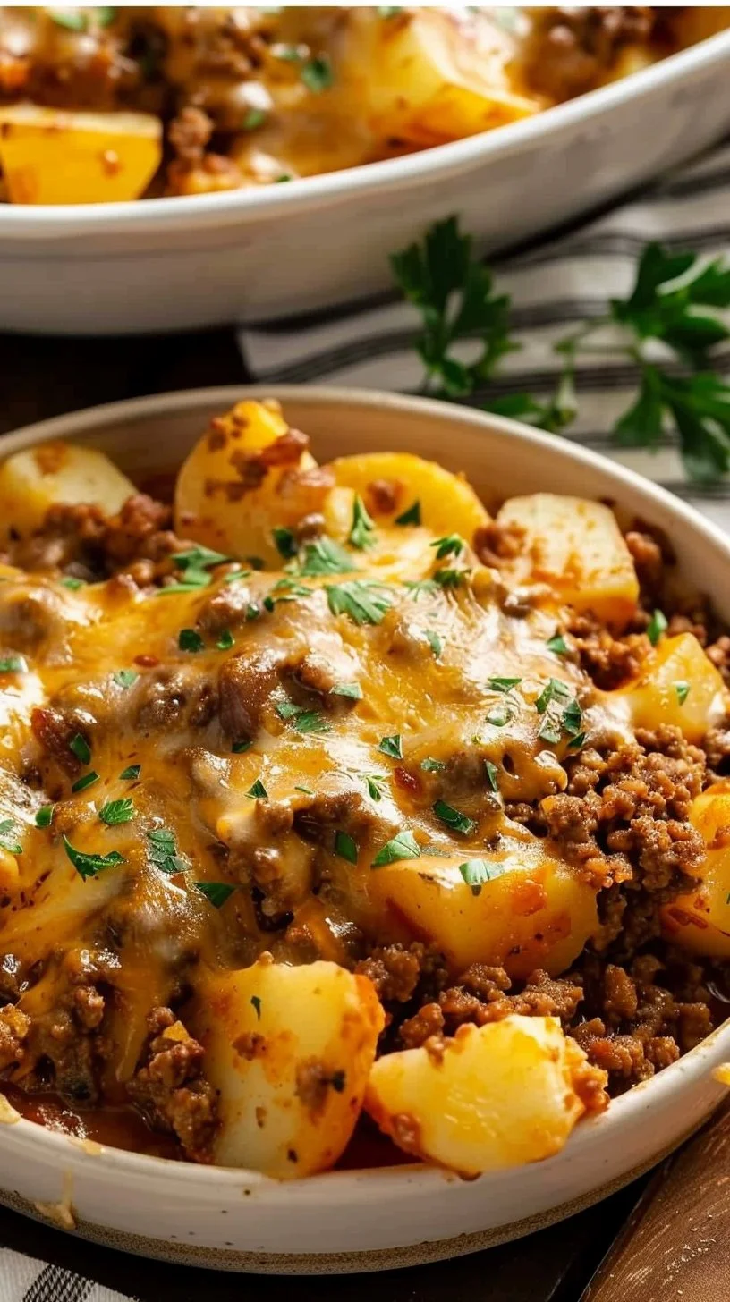 Cheesy Ground Beef & Potato Casserole