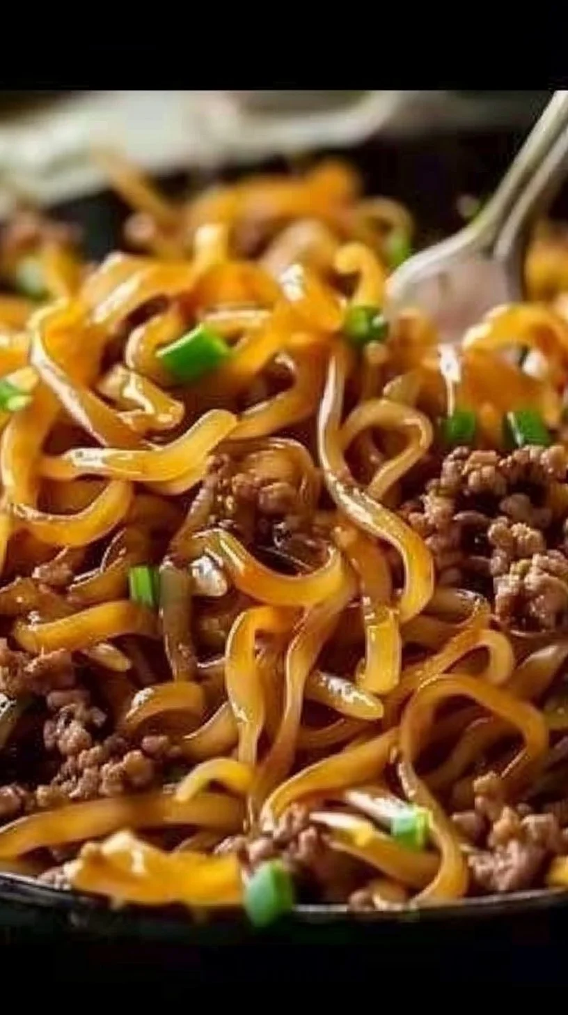Easy Mongolian Ground Beef Noodles Recipe