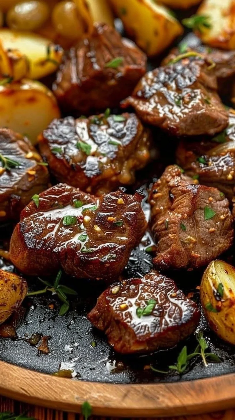 Garlic Butter Steak Bites and Potatoes Delight