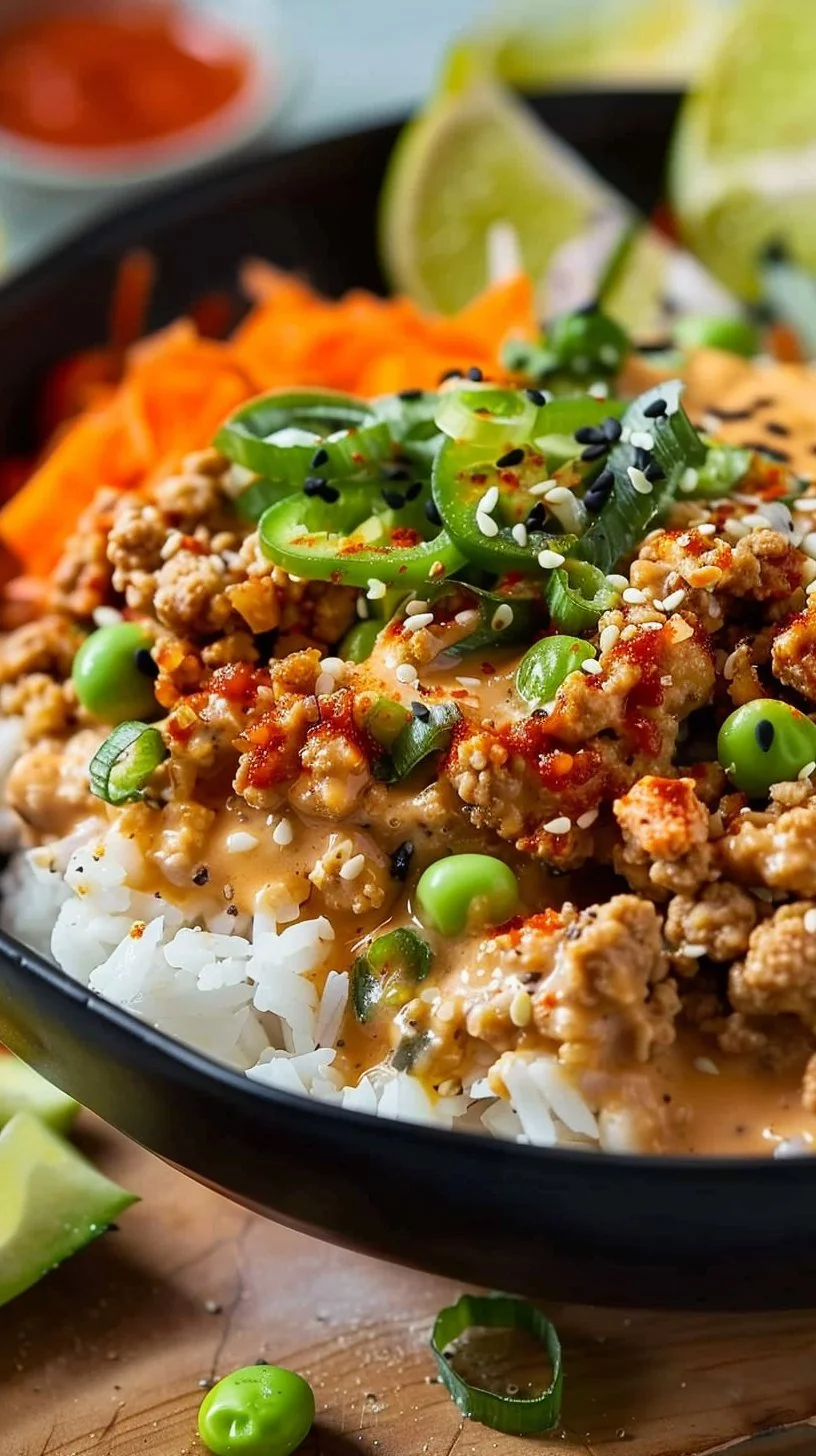 Ground Turkey Rice Bowls with Bang Bang Sauce