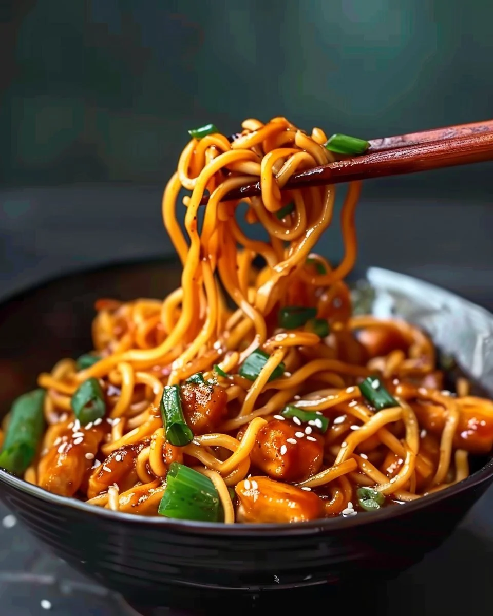 Sticky Garlic Chicken Noodles