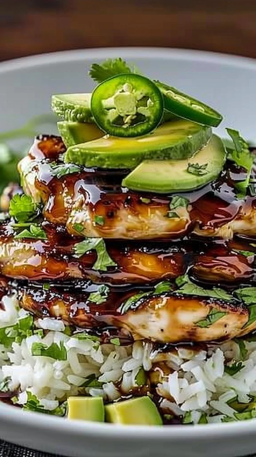 Tangy Honey Lime Chicken &amp; Avocado Rice Stack That Delights