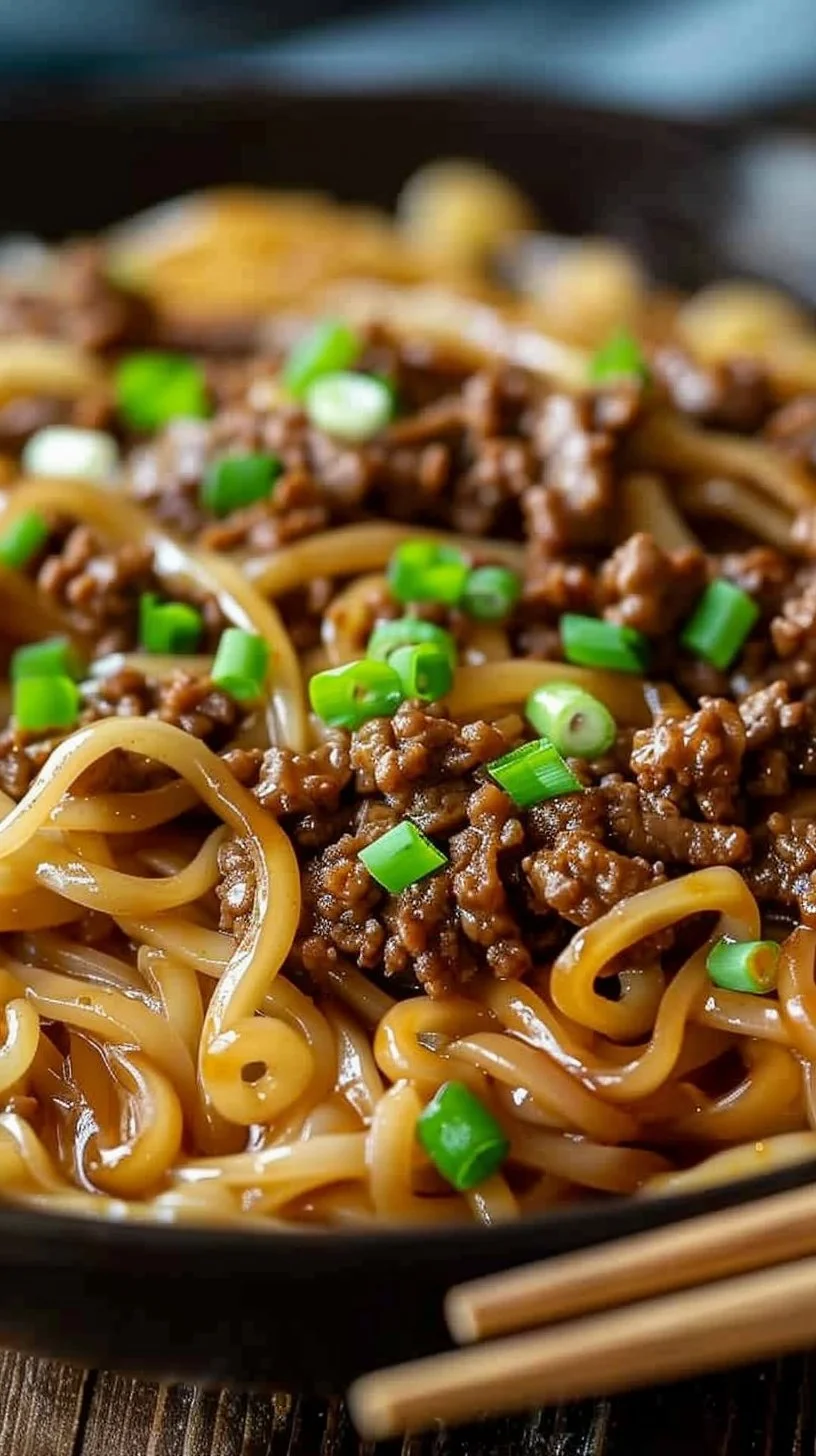 Mongolian Ground Beef Noodles