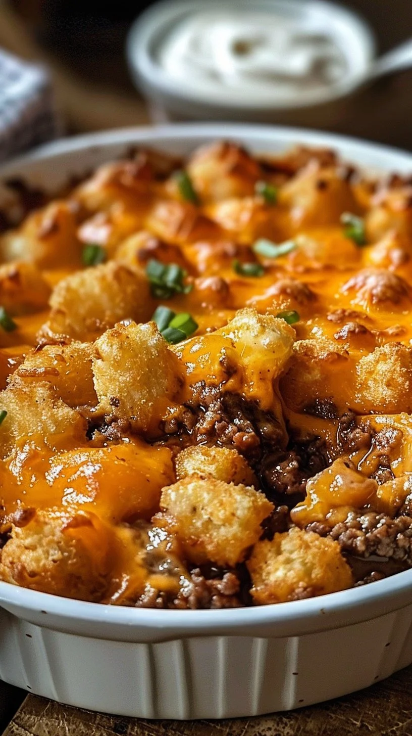 Tater Tot Casserole with Ground Beef