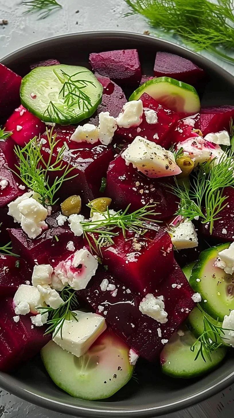 Beet Salad with Feta, Cucumbers, and Dill
