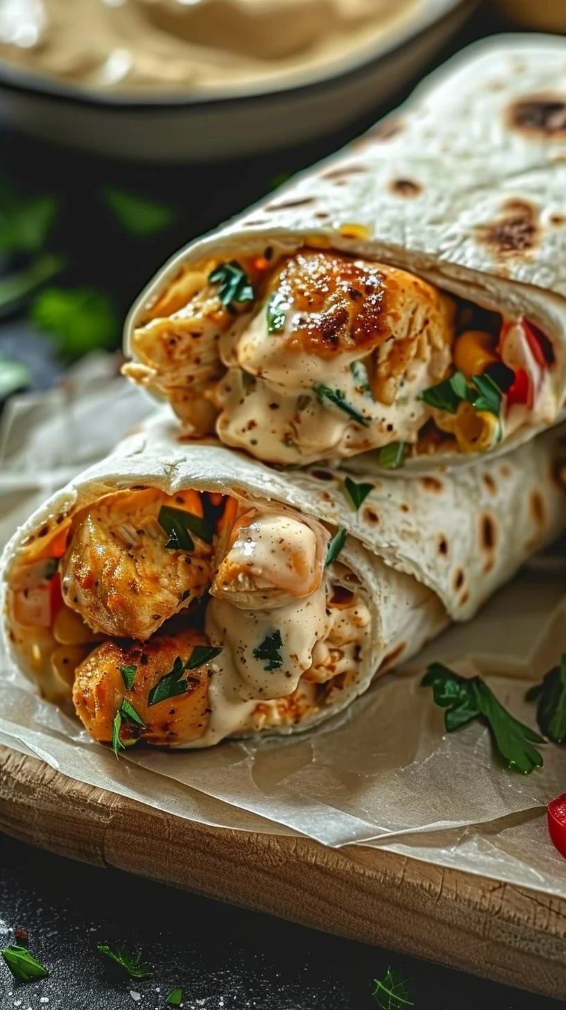 Cheesy Garlic Chicken Wraps