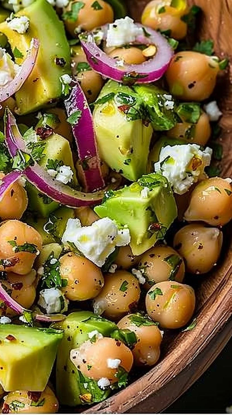 Chickpea Feta Avocado Salad