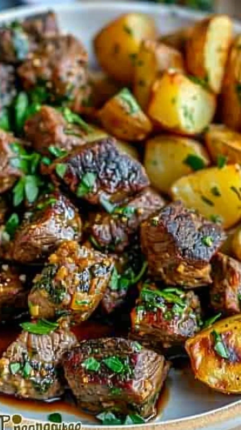Garlic Butter Beef Bites with Potatoes