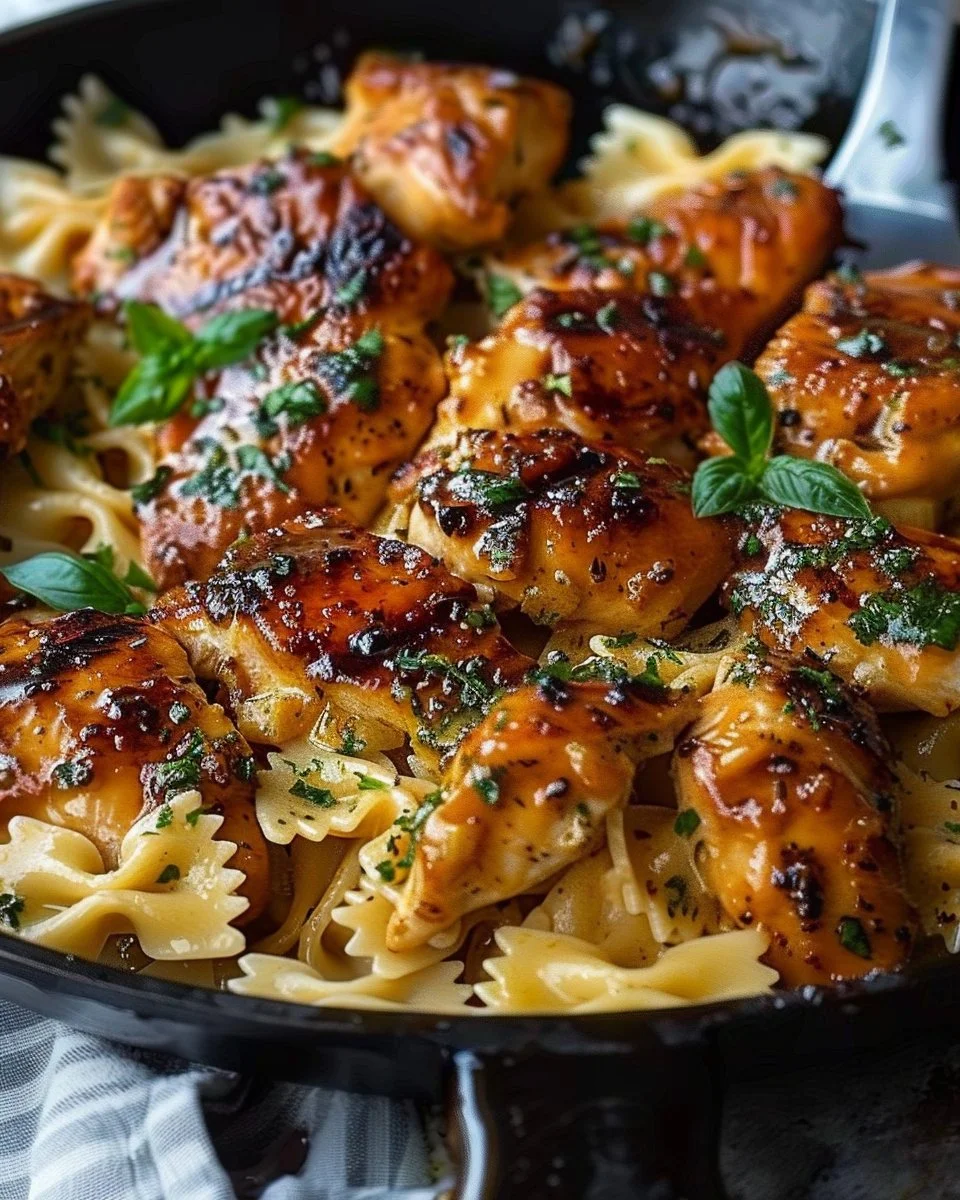 Garlic Butter Chicken and Bowtie Pasta