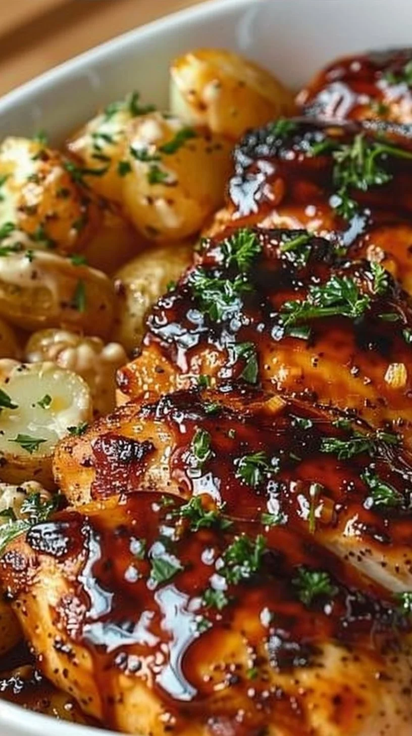 Honey BBQ Chicken with Garlic Parmesan Potatoes
