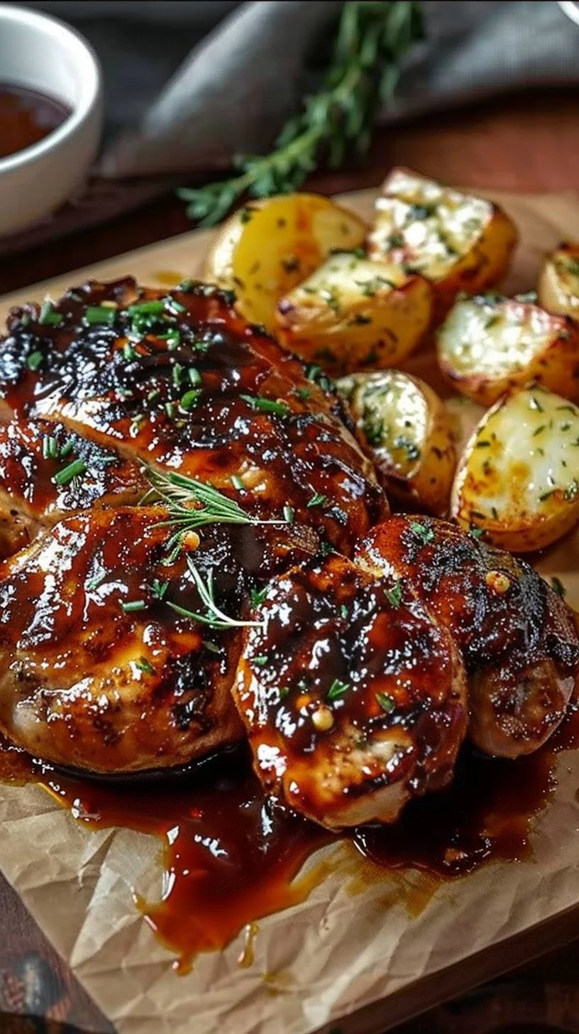Honey BBQ Chicken with Garlic Parmesan Potatoes