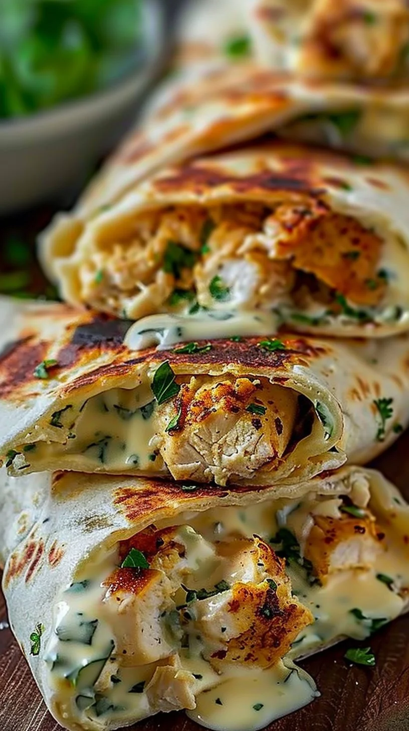 Low Carb Cheesy Garlic Chicken Wraps