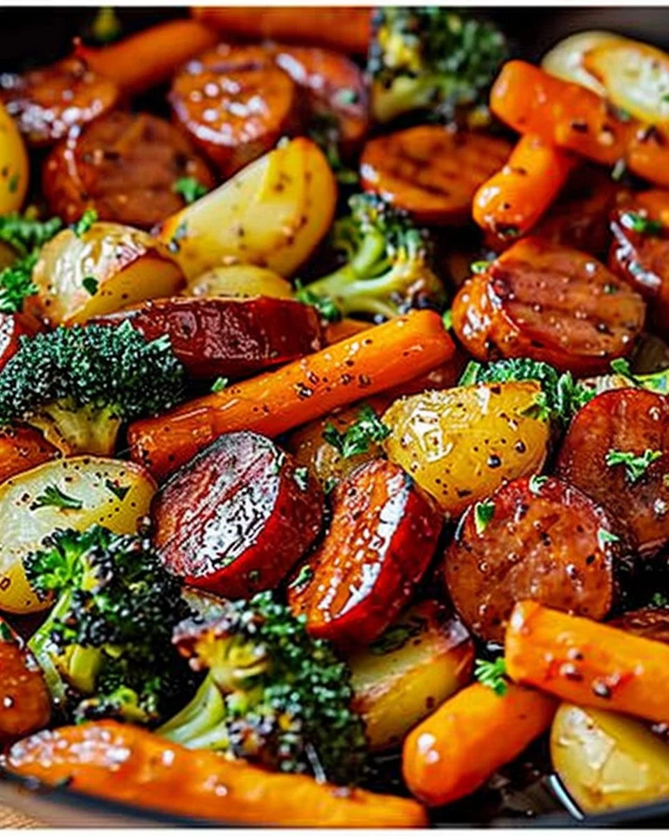 One-Pan Honey Garlic Kielbasa &amp; Veggies: Easy Family Delight