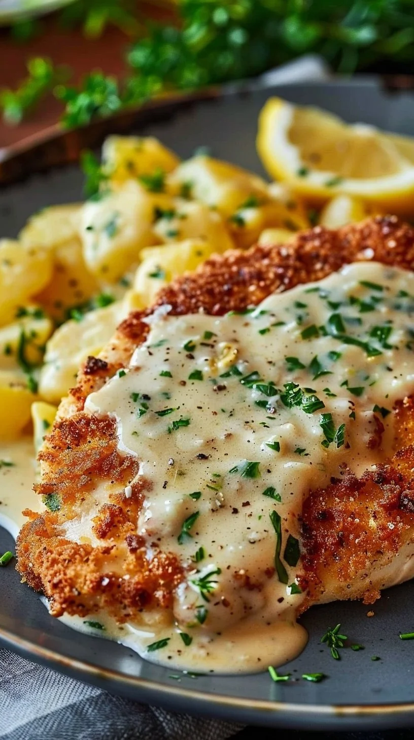 Parmesan Crusted Chicken with Creamy Garlic Sauce – Easy Family Dinner Recipe