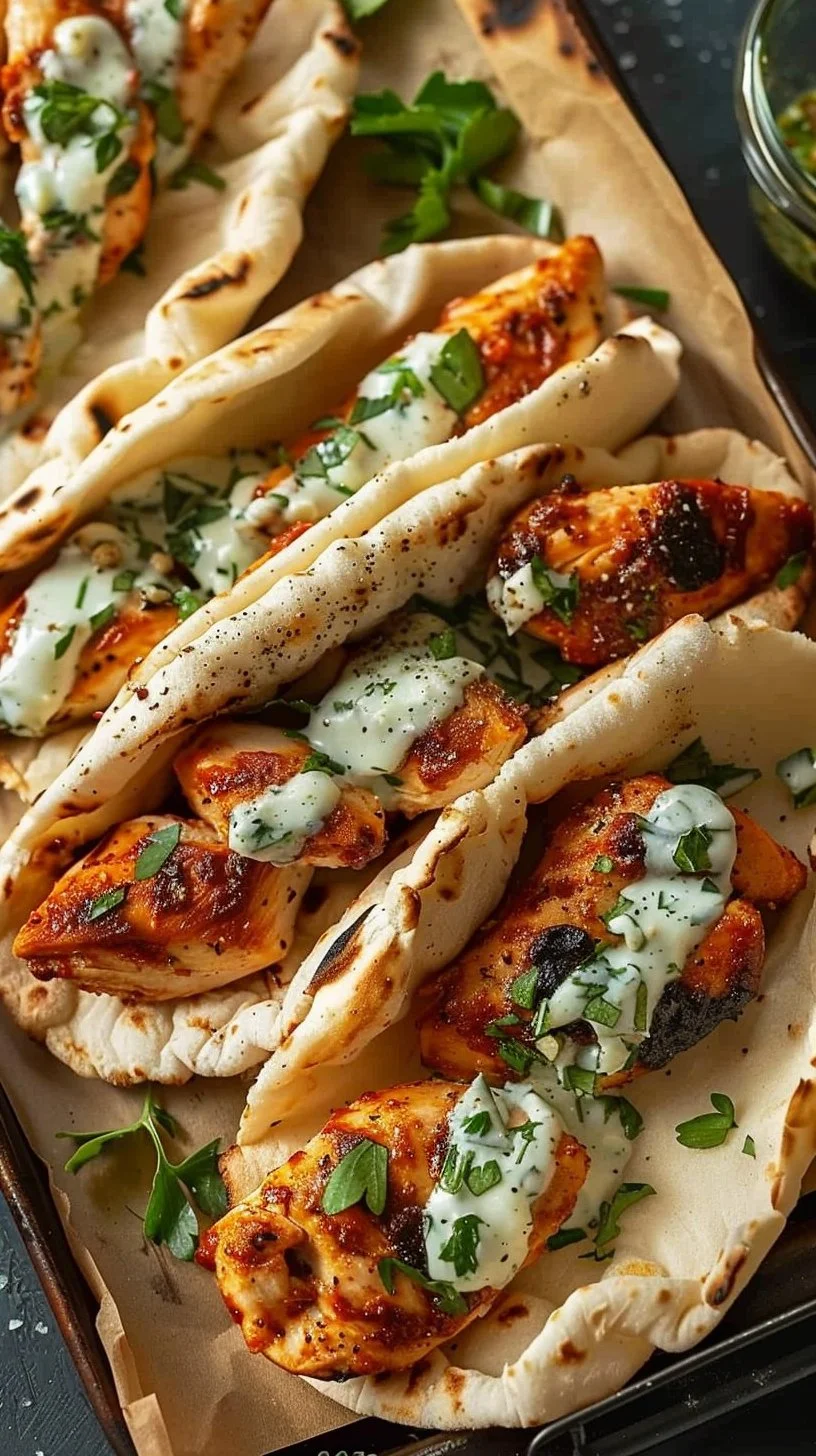 Sheet Pan Chicken Pitas with Herby Ranch Recipe