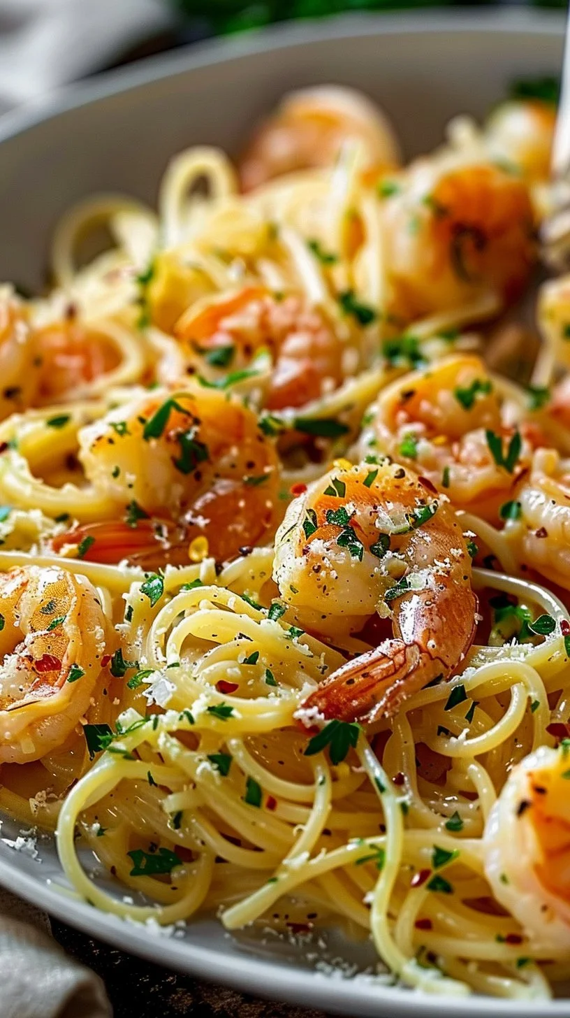 Shrimp Scampi Garlic Cream Pasta