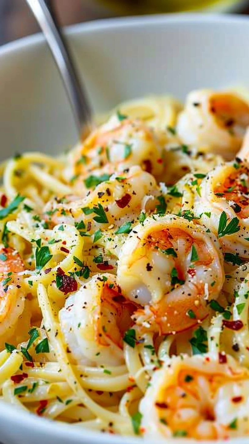 Shrimp Scampi Garlic Cream Pasta