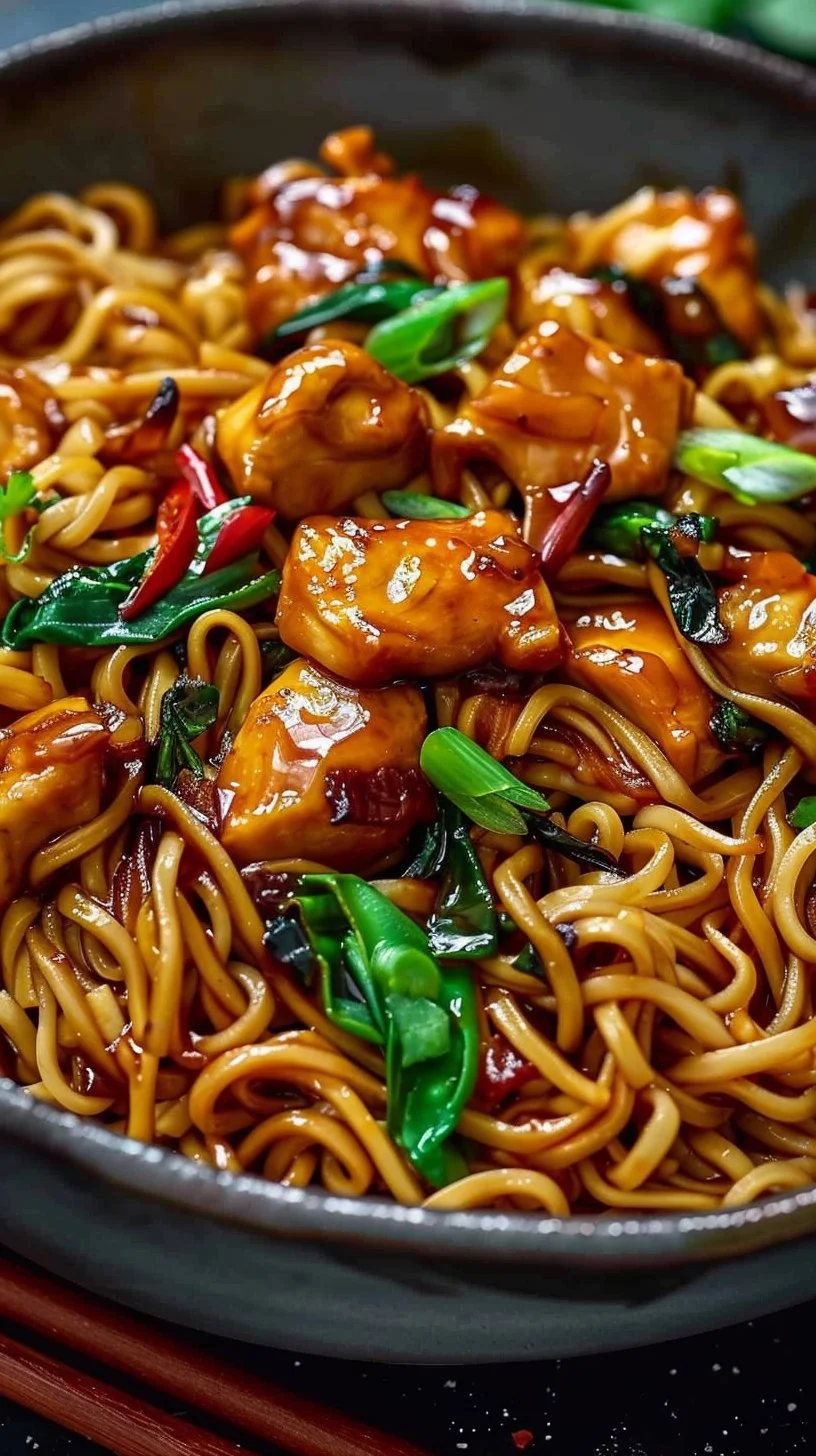 Sticky Garlic Chicken Noodles