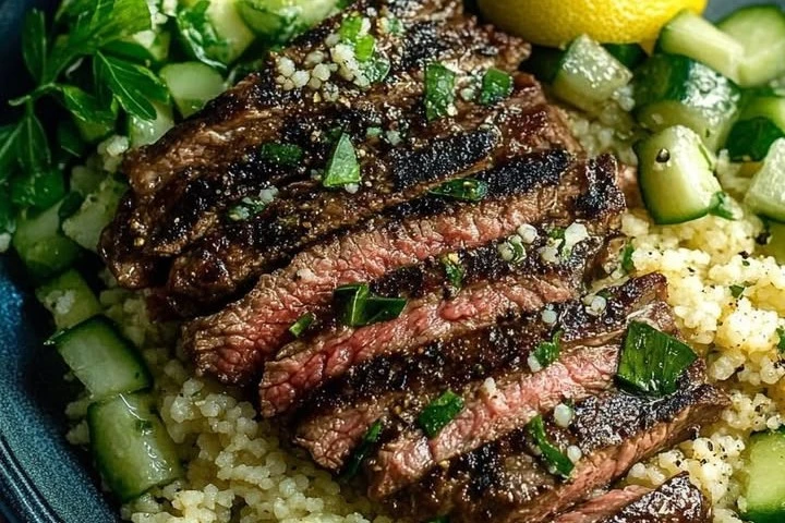 Grilled Skirt Steak with Lemon Herb Couscous Salad