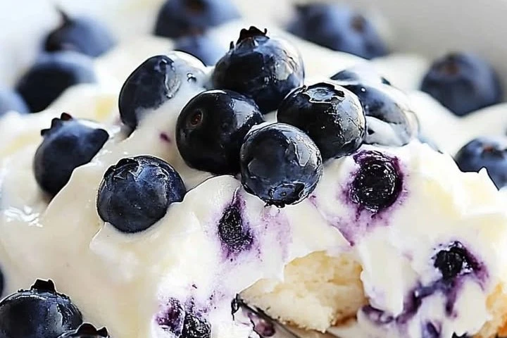 Heavenly Blueberries and Cream Angel Dessert: Light