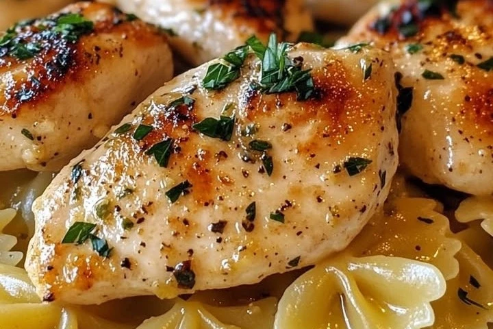 Lemon Garlic Chicken with Creamy Bowtie Pasta