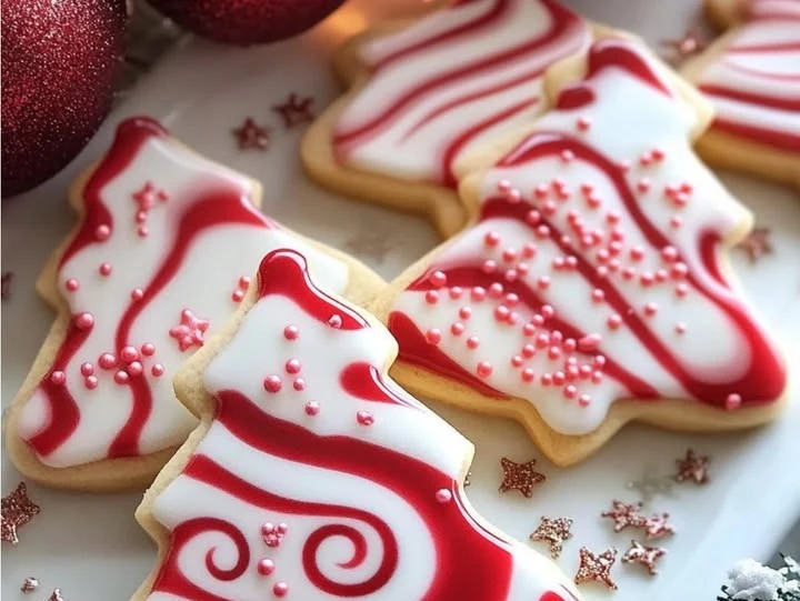 Peppermint Red and White Swirl Tree Cookies