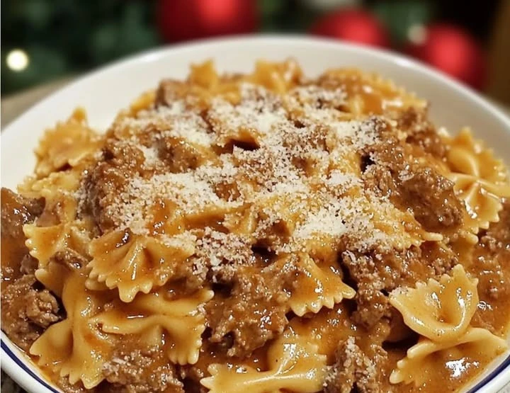 Creamy Velveeta Beef & Bowtie Pasta