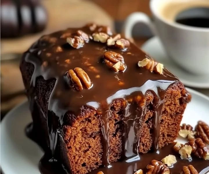 Date Coffee Loaf Cake with Walnuts and Rich Espresso Glaze ☕🍰