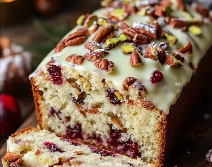 Holiday White Chocolate Cranberry Pecan Pistachio Bread 🎄🍞