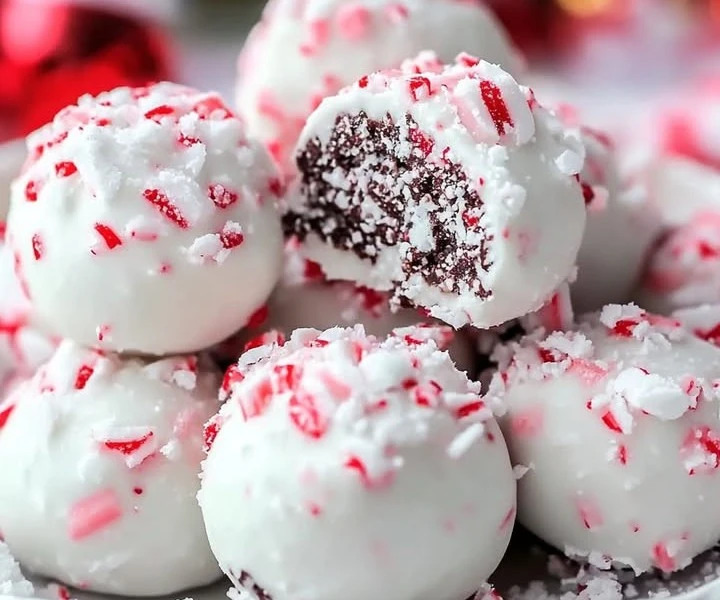 No-Bake Peppermint Bark Snowballs ❄️🍬