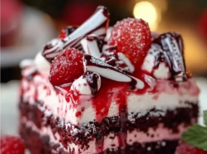 Red Velvet Peppermint Poke Cake