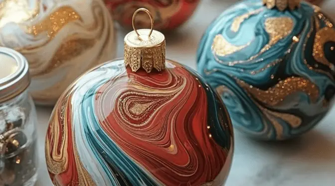 Water Marbled Ornaments DIY Craft Guide