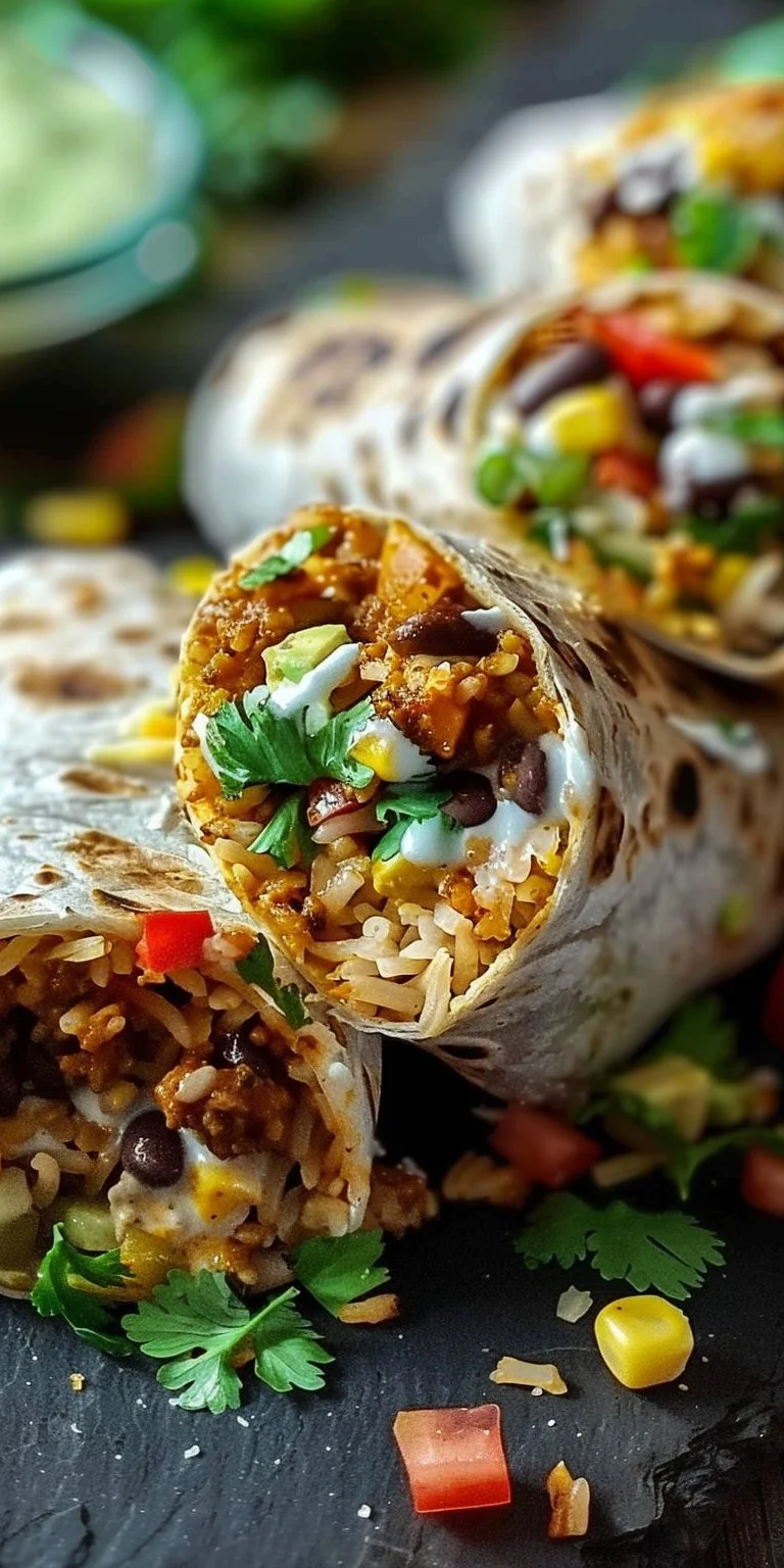 A delicious vegan burrito wrap filled with fresh vegetables and beans.