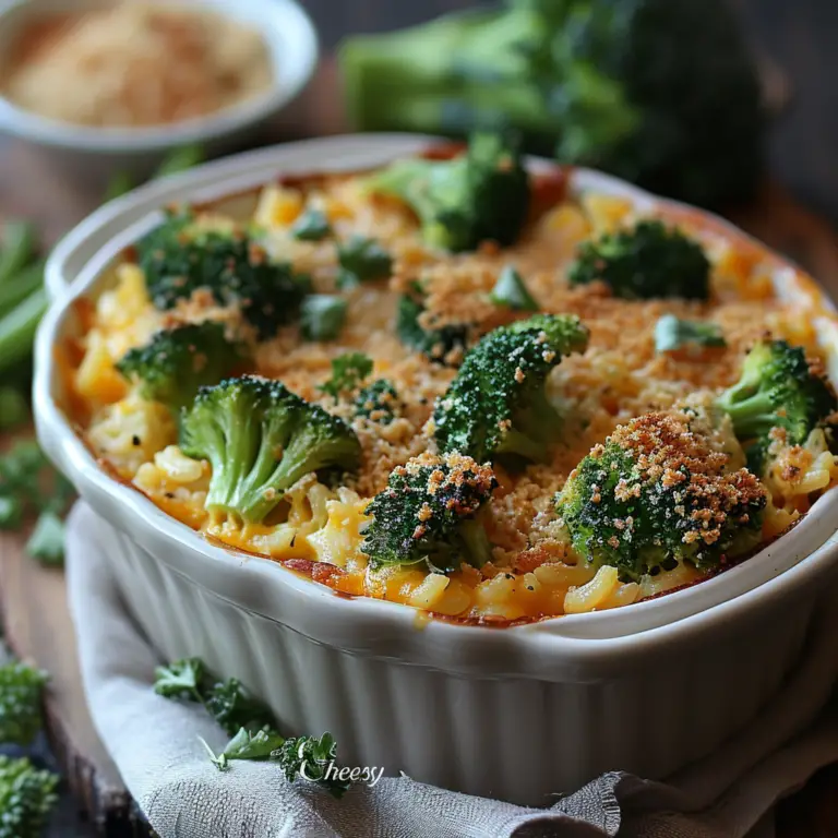 Vegan “Cheesy” Broccoli Rice Bake