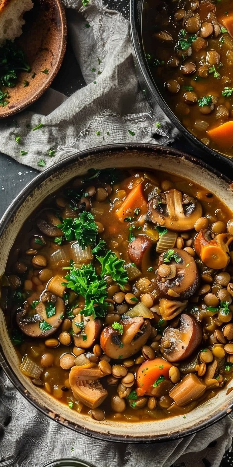 Vegan Lentil Mushroom Stew