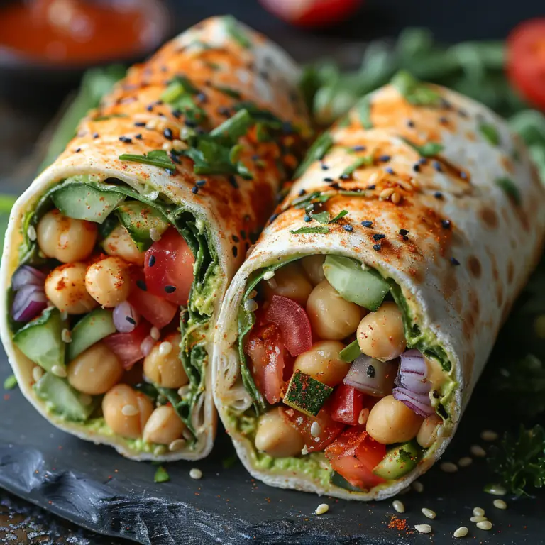 Simple Hummus Veggie Wraps