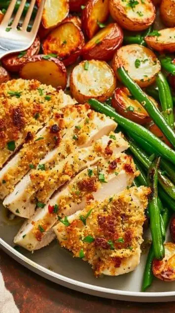 Parmesan Crusted Chicken Sheet Pan Dinner