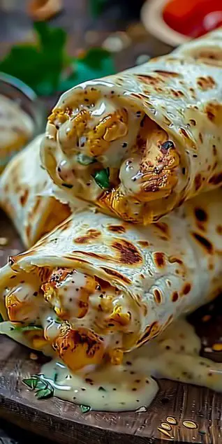 Cheesy Garlic Chicken Wraps