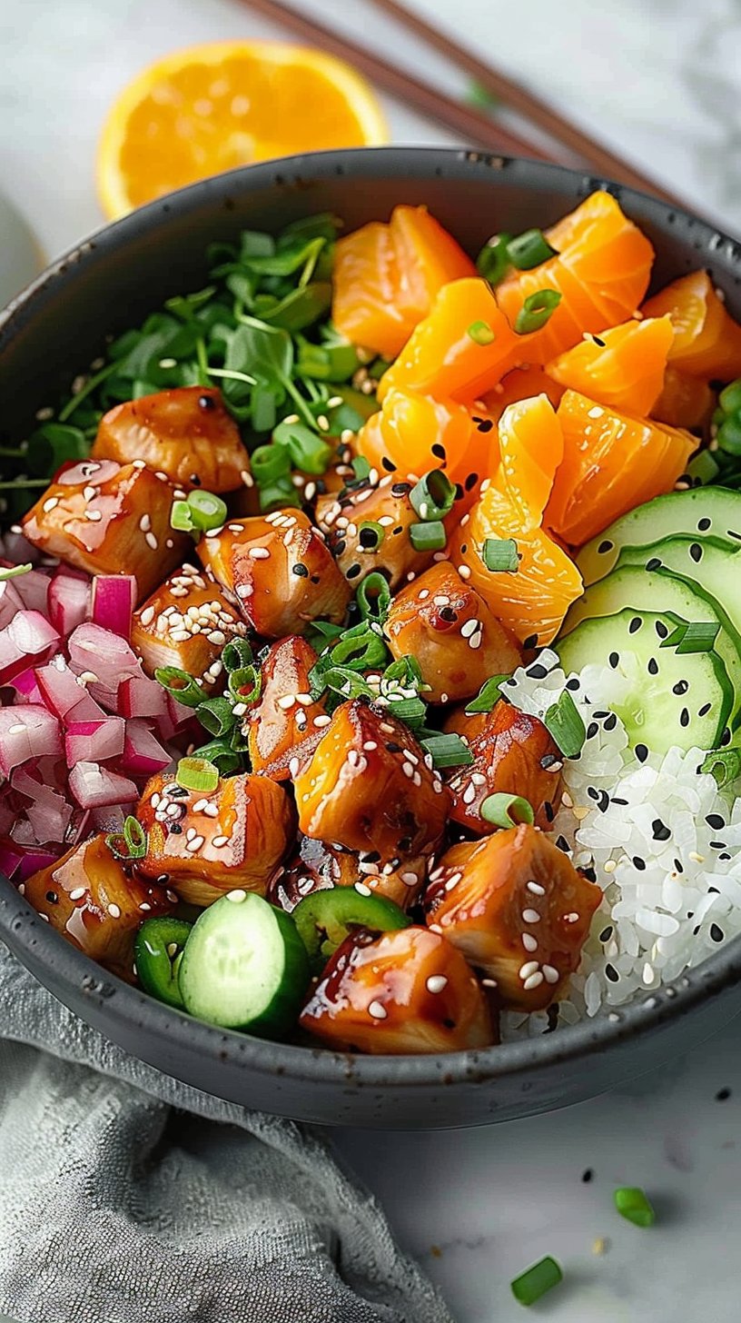 Healthy Orange Chicken Poke Bowl