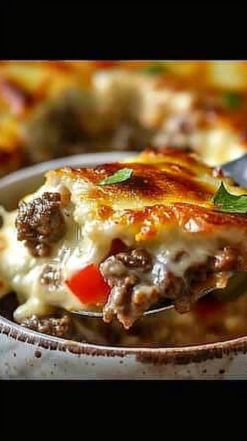 Low Carb Philly Cheesesteak Casserole
