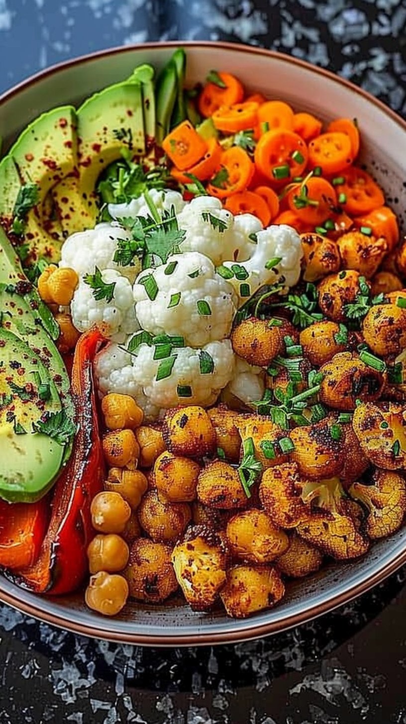 Spicy Chickpea and Roasted Cauliflower Bowl